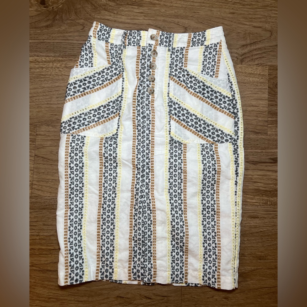 Anthropologie Pattern Midi Skirt